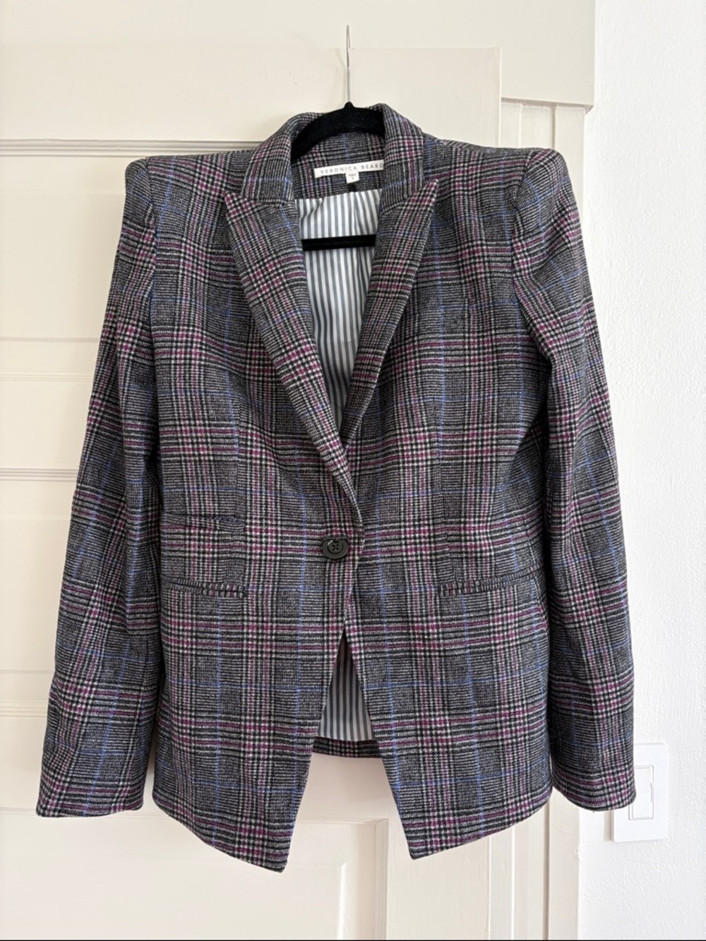 Veronica Beard Brock Plaid Dickey Blazer size 8